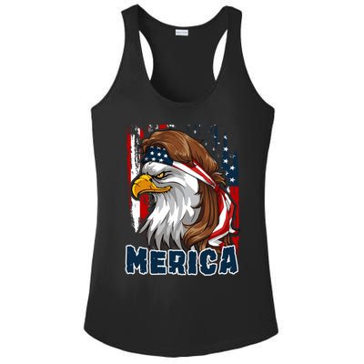 Merica Usa American Flag Eagle Mullet And Bandana Gift Ladies PosiCharge Competitor Racerback Tank