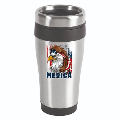 Merica Usa American Flag Eagle Mullet And Bandana Gift 16oz Travel Tumbler