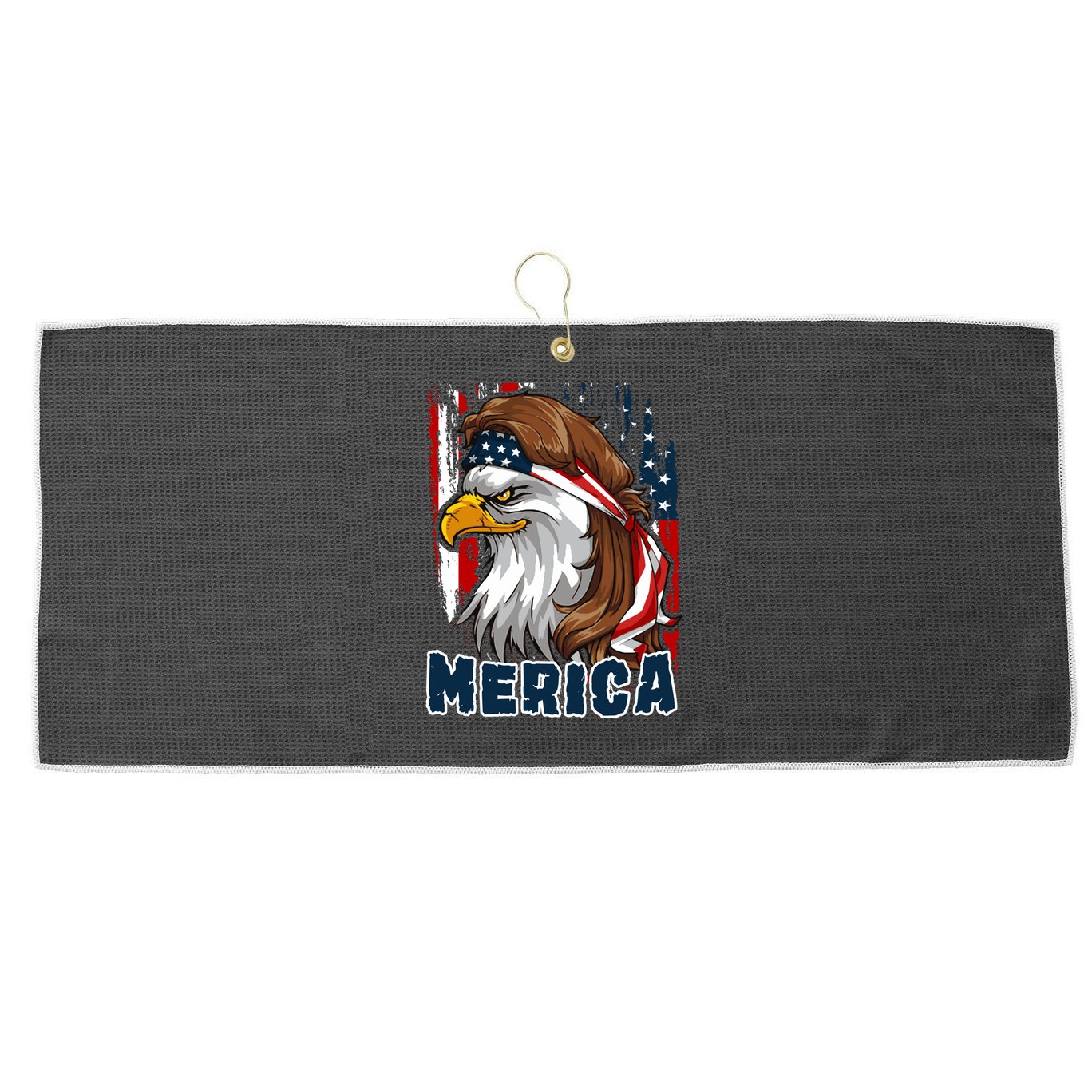 Merica Usa American Flag Eagle Mullet And Bandana Gift Large Microfiber Waffle Golf Towel