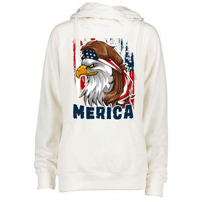 Merica Usa American Flag Eagle Mullet And Bandana Gift Womens Funnel Neck Pullover Hood