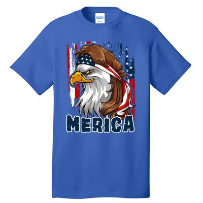 Merica Usa American Flag Eagle Mullet And Bandana Gift Tall T-Shirt