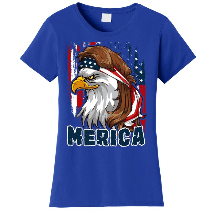 Merica Usa American Flag Eagle Mullet And Bandana Gift Women's T-Shirt