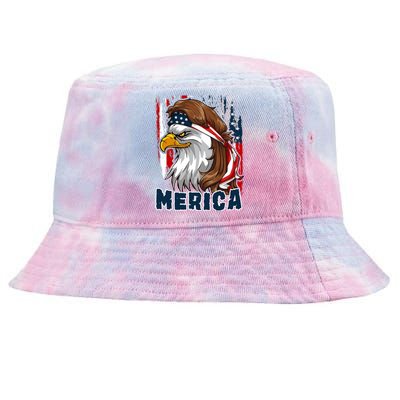 Merica Usa American Flag Eagle Mullet And Bandana Gift Tie-Dyed Bucket Hat