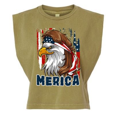 Merica Usa American Flag Eagle Mullet And Bandana Gift Garment-Dyed Women's Muscle Tee