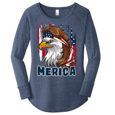 Merica Usa American Flag Eagle Mullet And Bandana Gift Women's Perfect Tri Tunic Long Sleeve Shirt