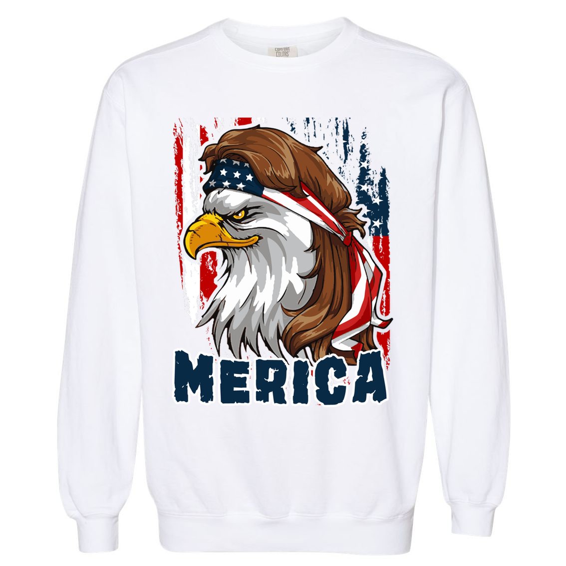 Merica Usa American Flag Eagle Mullet And Bandana Gift Garment-Dyed Sweatshirt