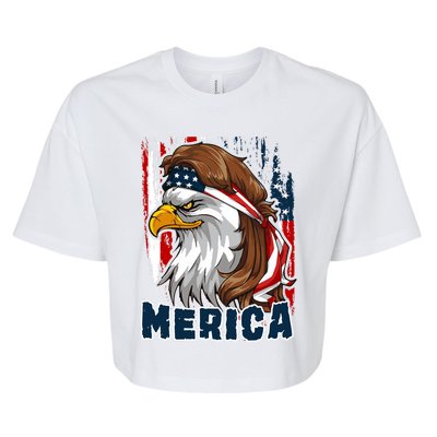 Merica Usa American Flag Eagle Mullet And Bandana Gift Bella+Canvas Jersey Crop Tee