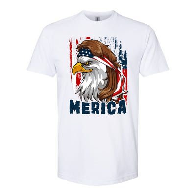 Merica Usa American Flag Eagle Mullet And Bandana Gift Softstyle® CVC T-Shirt