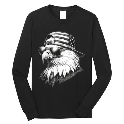 Merica Usa American Flag Patriotic 4th Of July Bald Eagle Long Sleeve Shirt