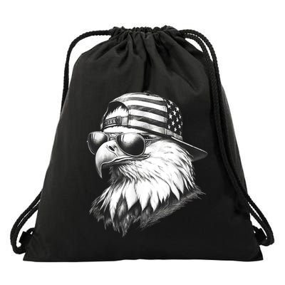 Merica Usa American Flag Patriotic 4th Of July Bald Eagle Drawstring Bag
