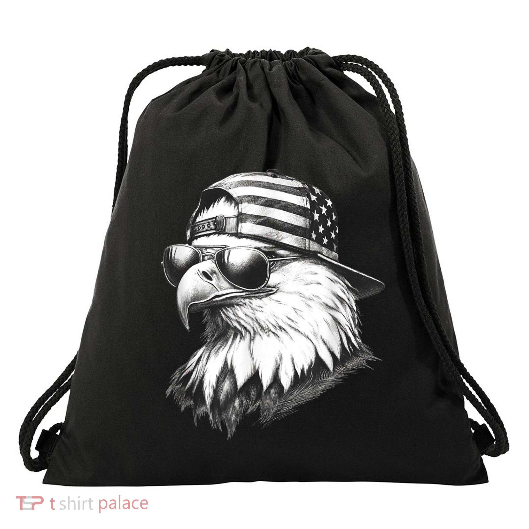 Merica Usa American Flag Patriotic 4th Of July Bald Eagle Drawstring Bag