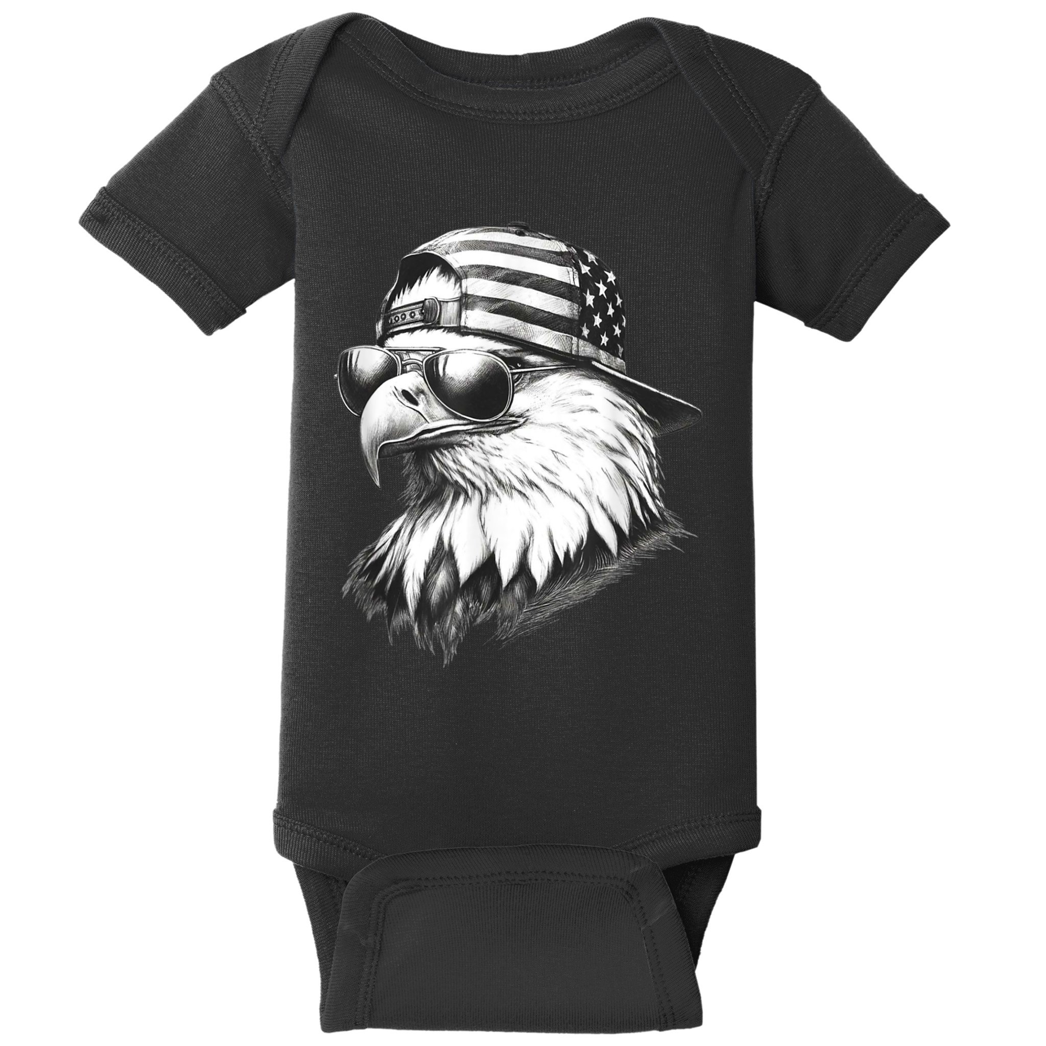 Merica Usa American Flag Patriotic 4th Of July Bald Eagle Baby Bodysuit
