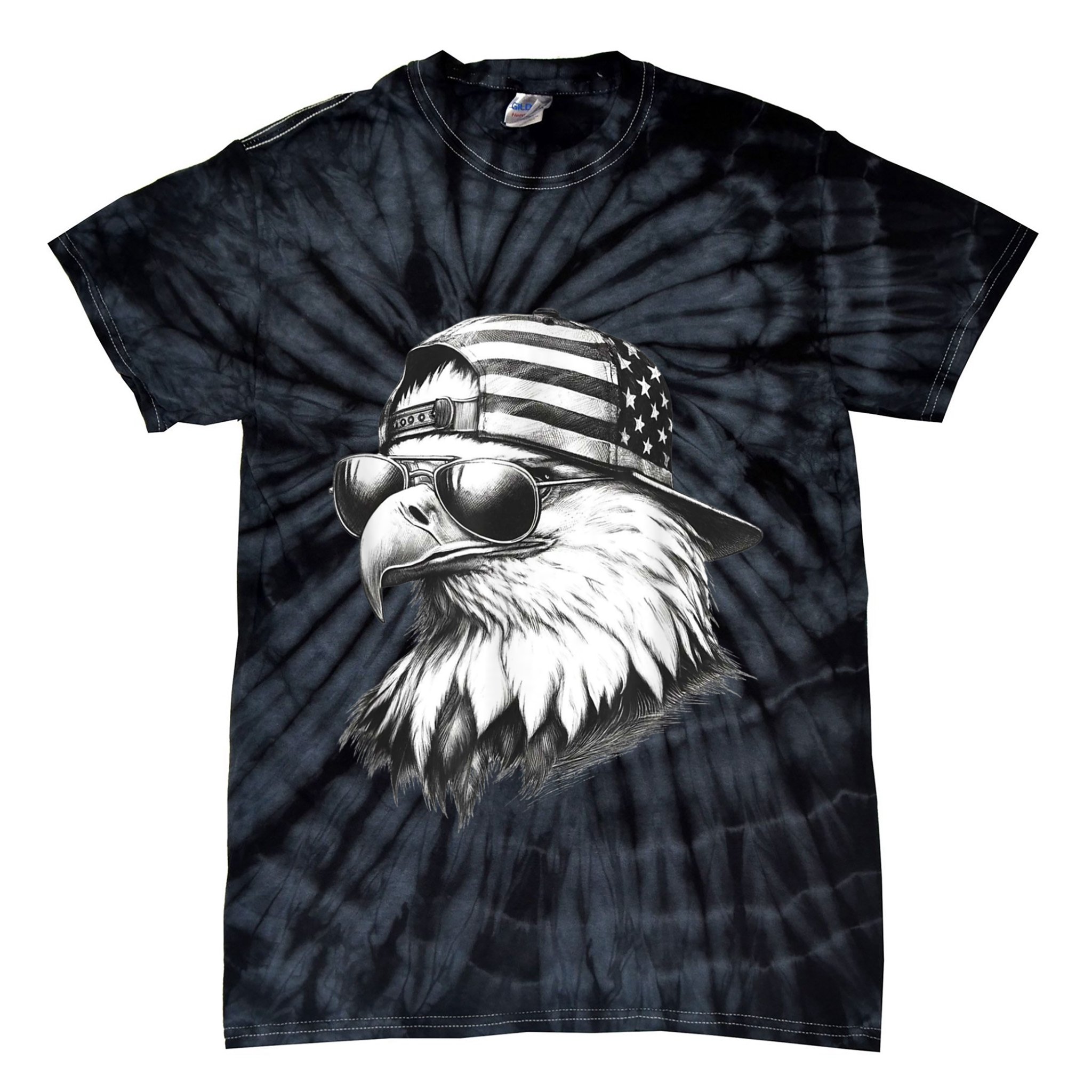 Merica Usa American Flag Patriotic 4th Of July Bald Eagle Tie-Dye T-Shirt