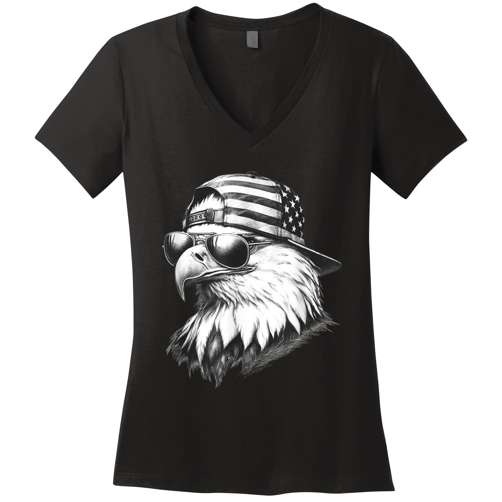 Merica Usa American Flag Patriotic 4th Of July Bald Eagle Women's V-Neck T-Shirt