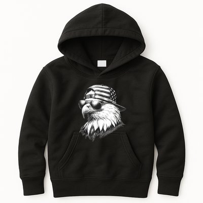 Merica Usa American Flag Patriotic 4th Of July Bald Eagle Kids Hoodie