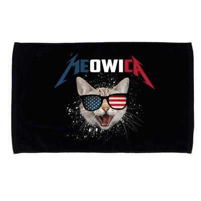 Meowica USA American Flag Cat Funny Patriotic 4th Of July Microfiber Hand Towel