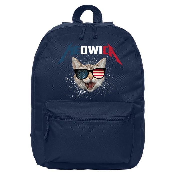 Meowica USA American Flag Cat Funny Patriotic 4th Of July 16 in Basic Backpack
