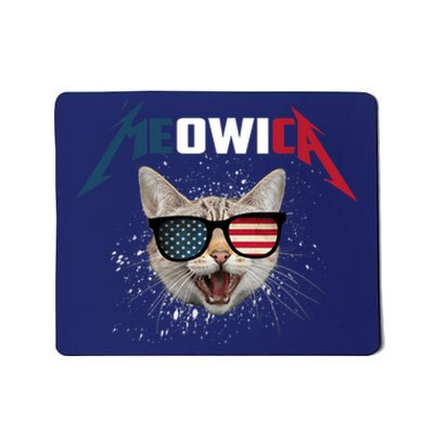 Meowica USA American Flag Cat Funny Patriotic 4th Of July Mousepad