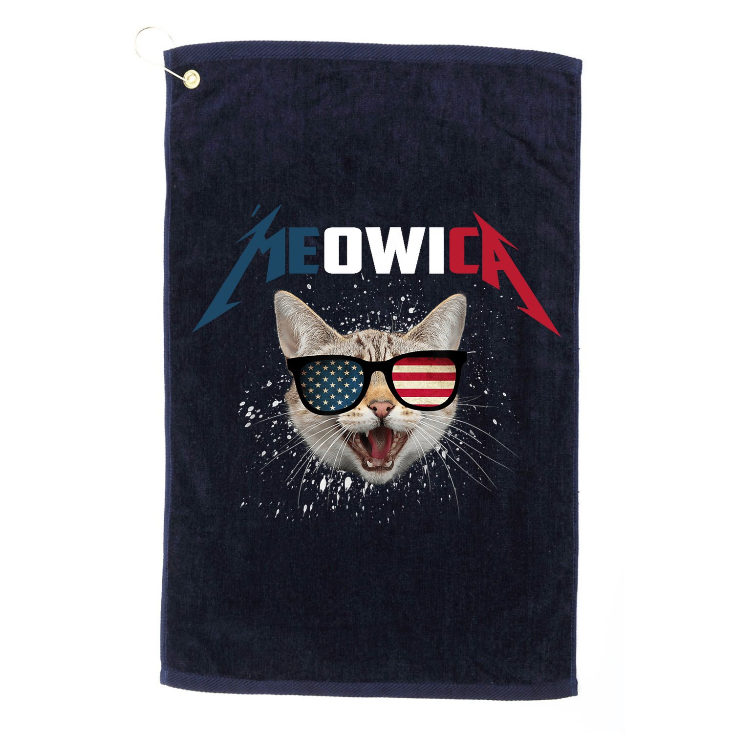 Meowica USA American Flag Cat Funny Patriotic 4th Of July Golf Towel