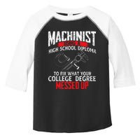 Machinist Using A High School Diploma CNC Machine Operator Toddler Fine Jersey T-Shirt