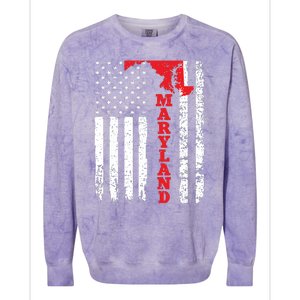 Maryland Usa American Flag State Native Born Colorblast Crewneck Sweatshirt