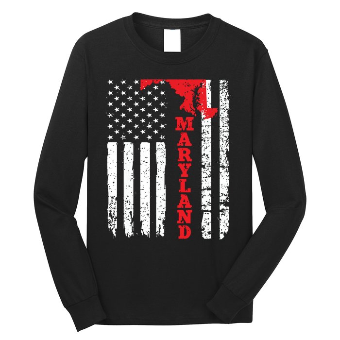 Maryland Usa American Flag State Native Born Long Sleeve Shirt