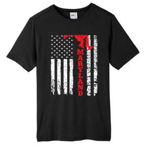 Maryland Usa American Flag State Native Born Tall Fusion ChromaSoft Performance T-Shirt