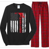 Maryland Usa American Flag State Native Born Long Sleeve Pajama Set