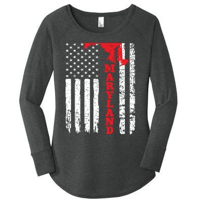 Maryland Usa American Flag State Native Born Women's Perfect Tri Tunic Long Sleeve Shirt