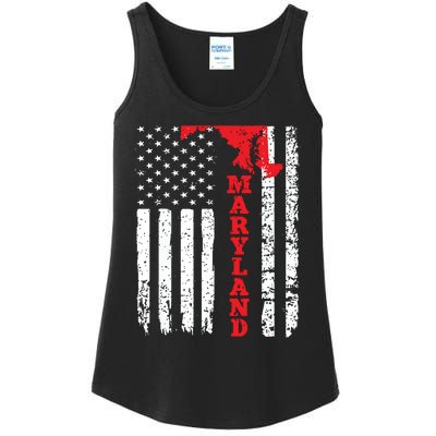 Maryland Usa American Flag State Native Born Ladies Essential Tank