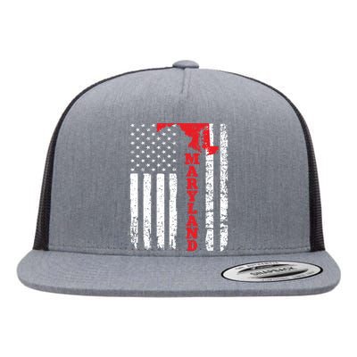 Maryland Usa American Flag State Native Born Flat Bill Trucker Hat