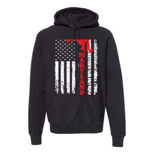 Maryland Usa American Flag State Native Born Premium Hoodie