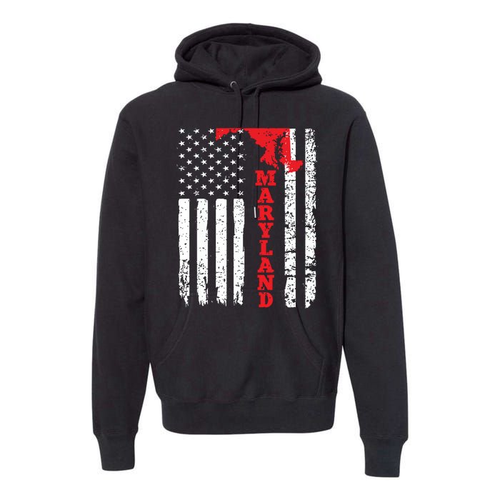 Maryland Usa American Flag State Native Born Premium Hoodie