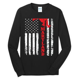 Maryland Usa American Flag State Native Born Tall Long Sleeve T-Shirt