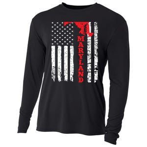 Maryland Usa American Flag State Native Born Cooling Performance Long Sleeve Crew