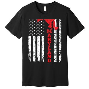 Maryland Usa American Flag State Native Born Premium T-Shirt