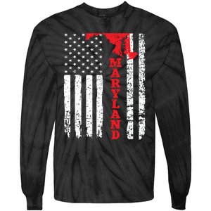 Maryland Usa American Flag State Native Born Tie-Dye Long Sleeve Shirt