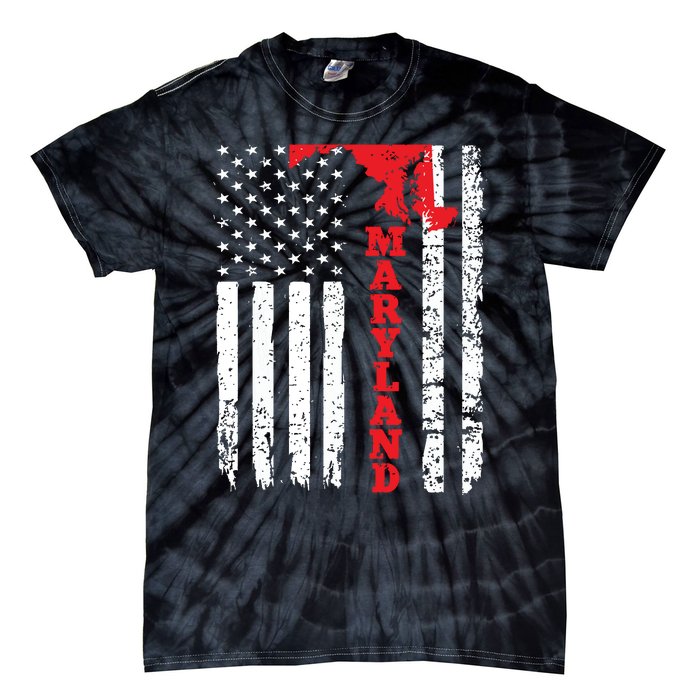 Maryland Usa American Flag State Native Born Tie-Dye T-Shirt