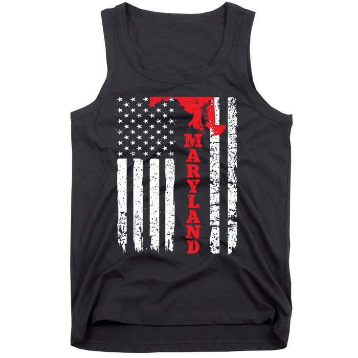 Maryland Usa American Flag State Native Born Tank Top