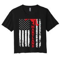 Maryland Usa American Flag State Native Born Women's Crop Top Tee