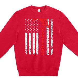 Maryland Usa American Flag State Native Born Premium Crewneck Sweatshirt