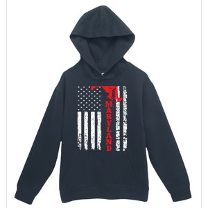 Maryland Usa American Flag State Native Born Urban Pullover Hoodie