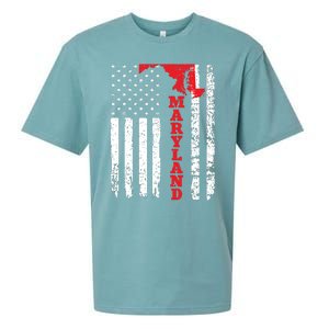 Maryland Usa American Flag State Native Born Sueded Cloud Jersey T-Shirt