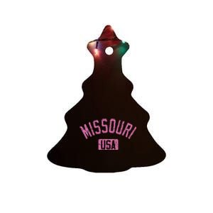 Missouri Usa Arched Text Distressed Pink Ceramic Tree Ornament