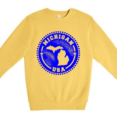 Michigan USA Blue Logo Premium Crewneck Sweatshirt