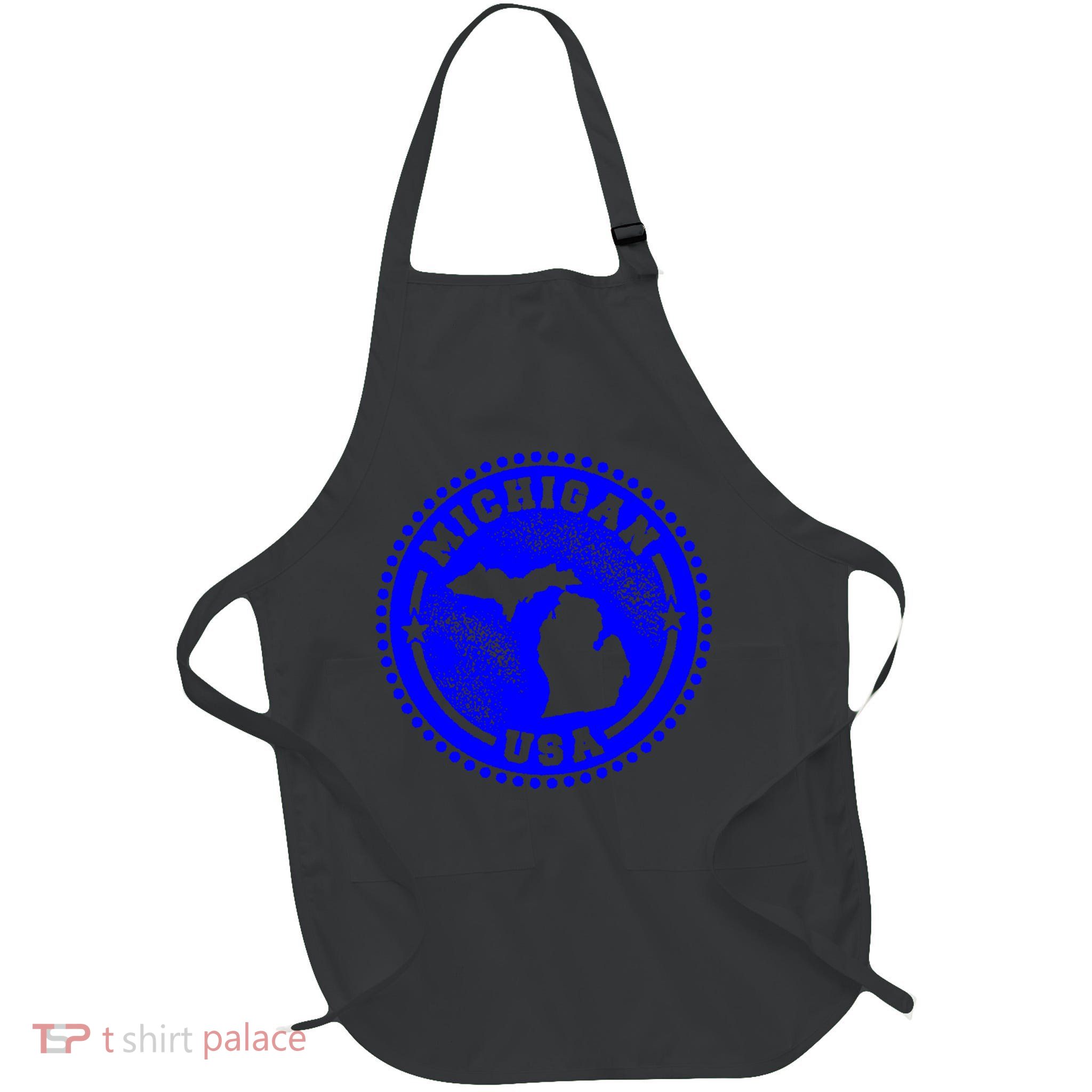 Michigan USA Blue Logo Full-Length Apron With Pockets