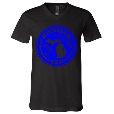 Michigan USA Blue Logo V-Neck T-Shirt