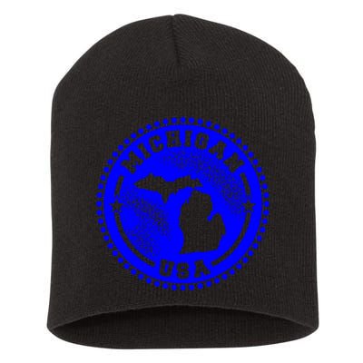 Michigan USA Blue Logo Short Acrylic Beanie