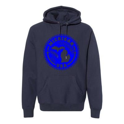 Michigan USA Blue Logo Premium Hoodie