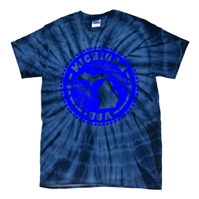 Michigan USA Blue Logo Tie-Dye T-Shirt